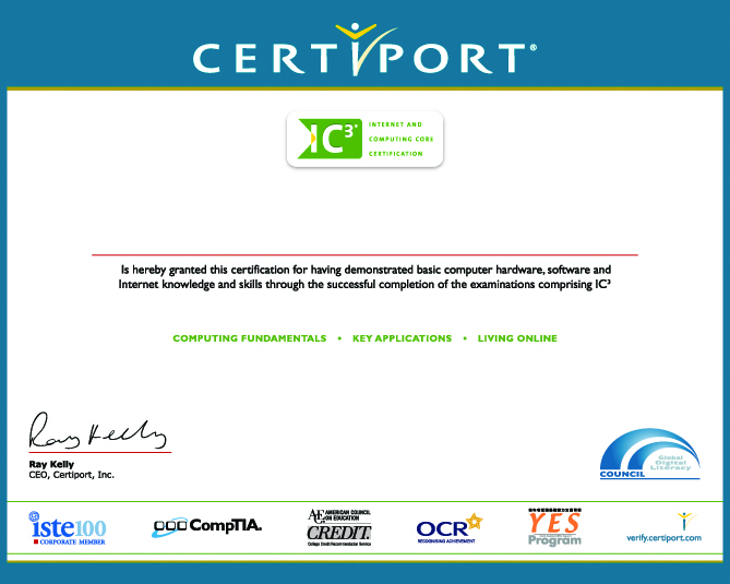 Internet and Computing Core Certification Certificate